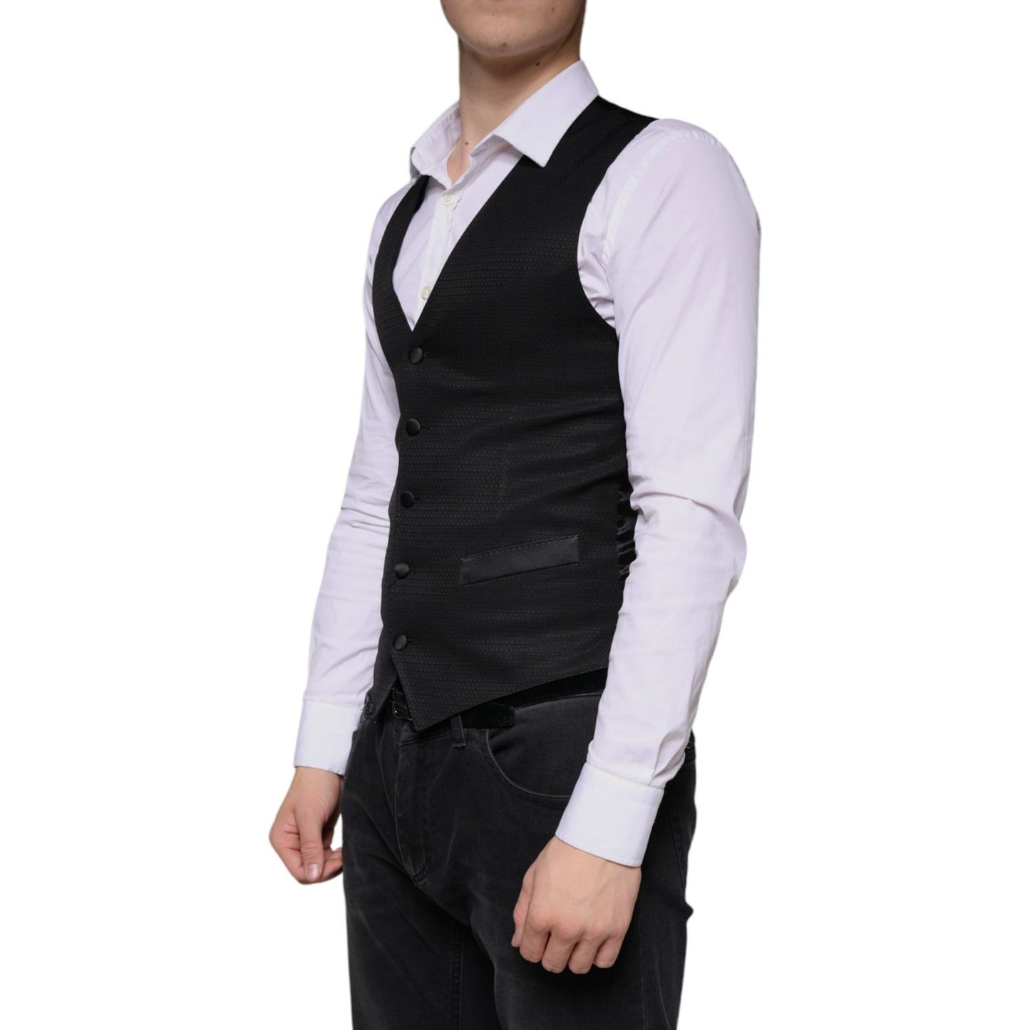 Dolce & Gabbana Black Wool Waistcoat Dress Formal Vest Dolce & Gabbana