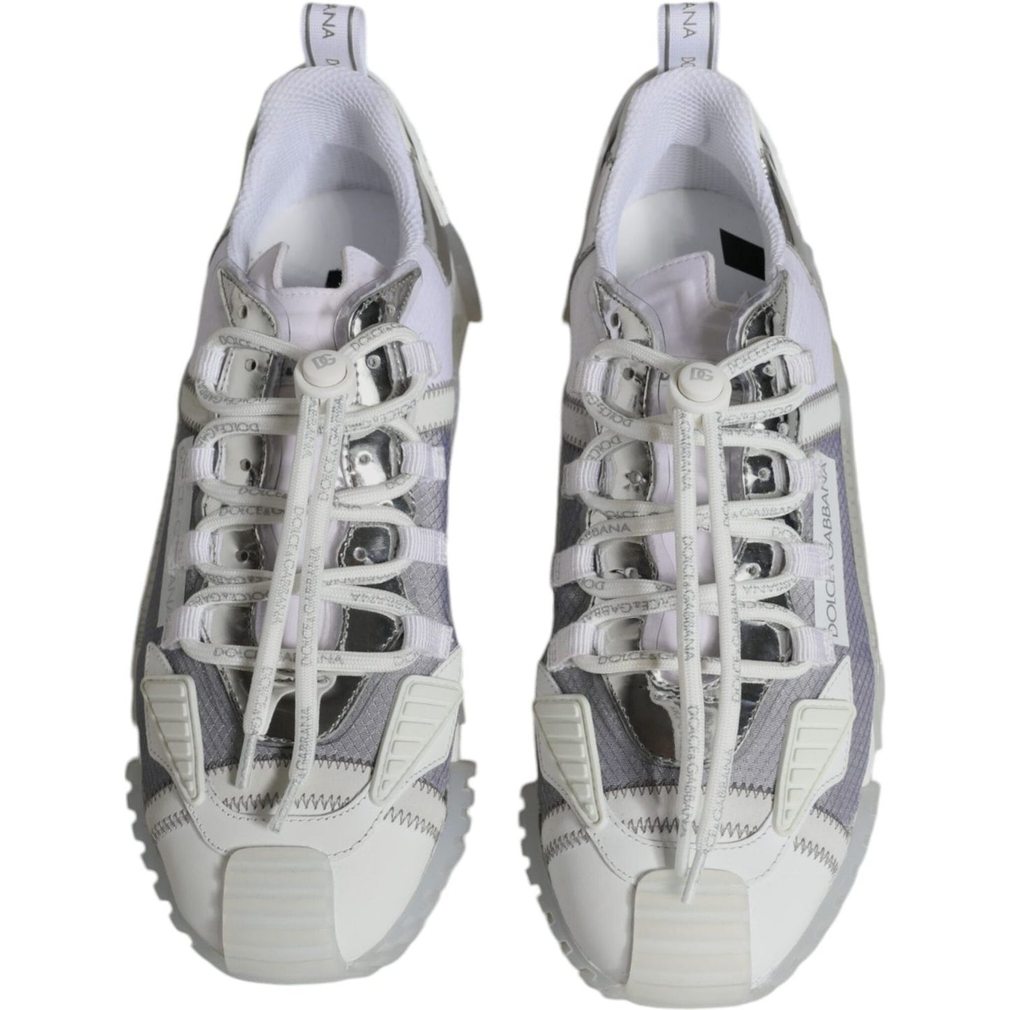 Dolce & Gabbana White Silver Low Top NS1 Sneakers Shoes Dolce & Gabbana