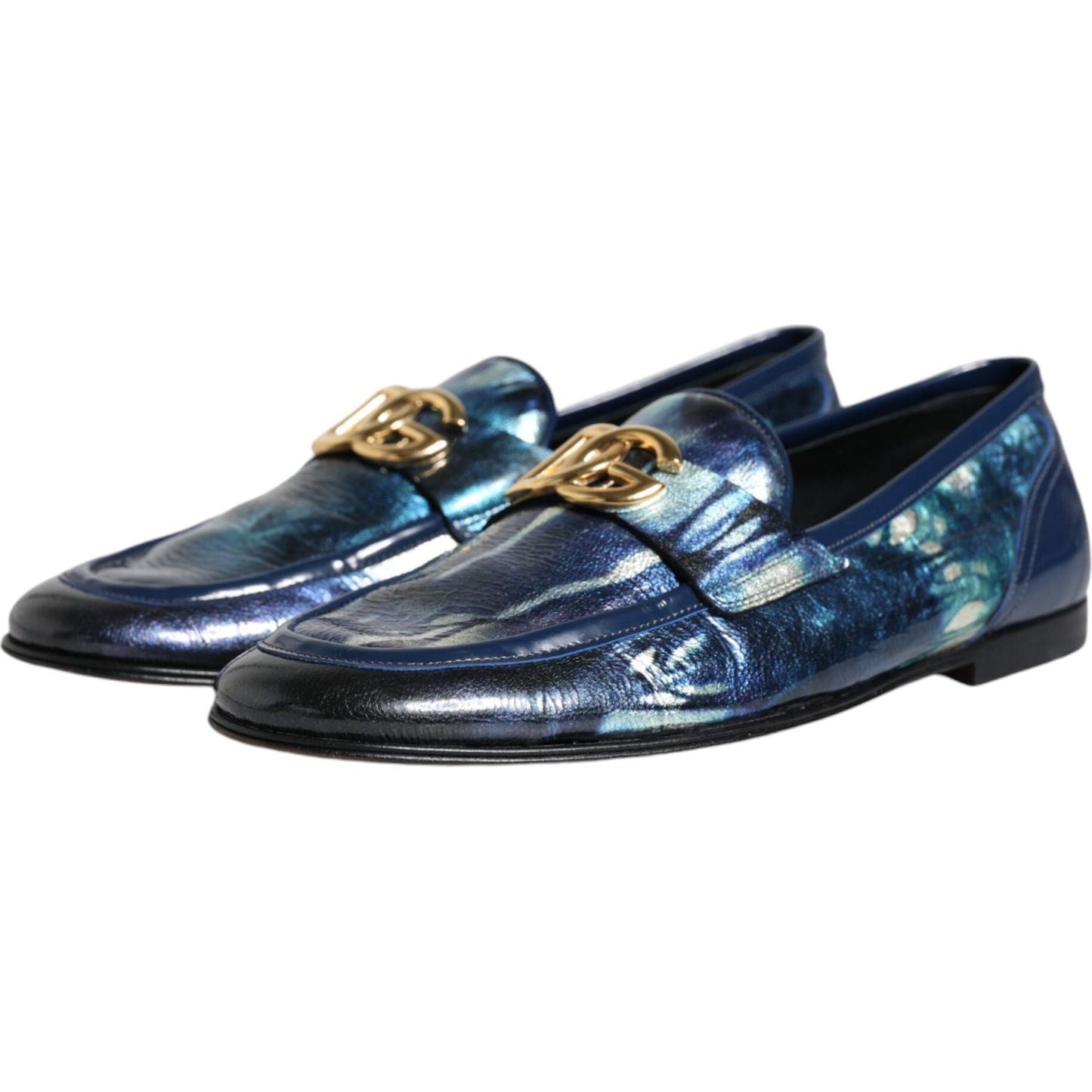 Dolce & Gabbana Blue Tie Dye DG Loafers Formal Shoes Dolce & Gabbana