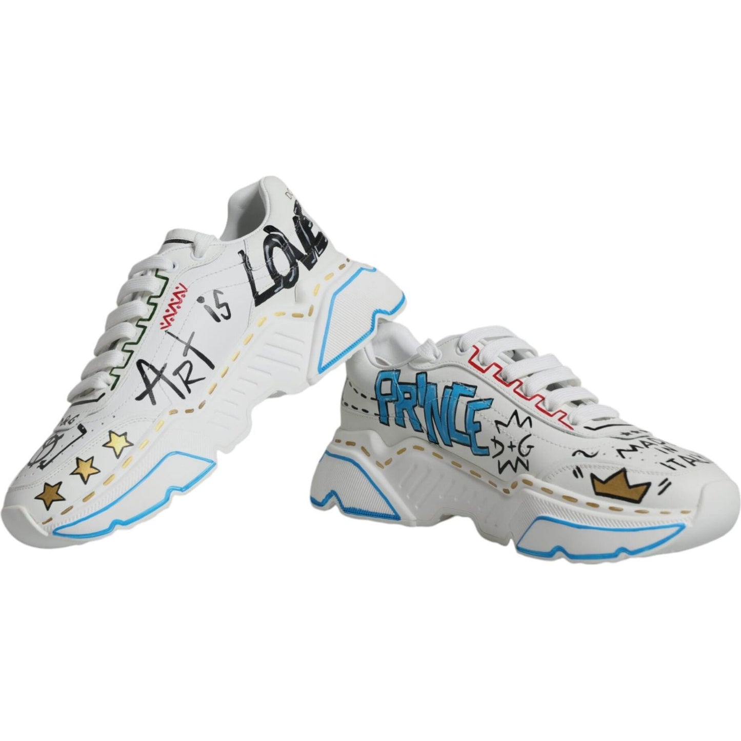 Dolce & Gabbana White Daymaster Hand Painted Sneakers Shoes Dolce & Gabbana