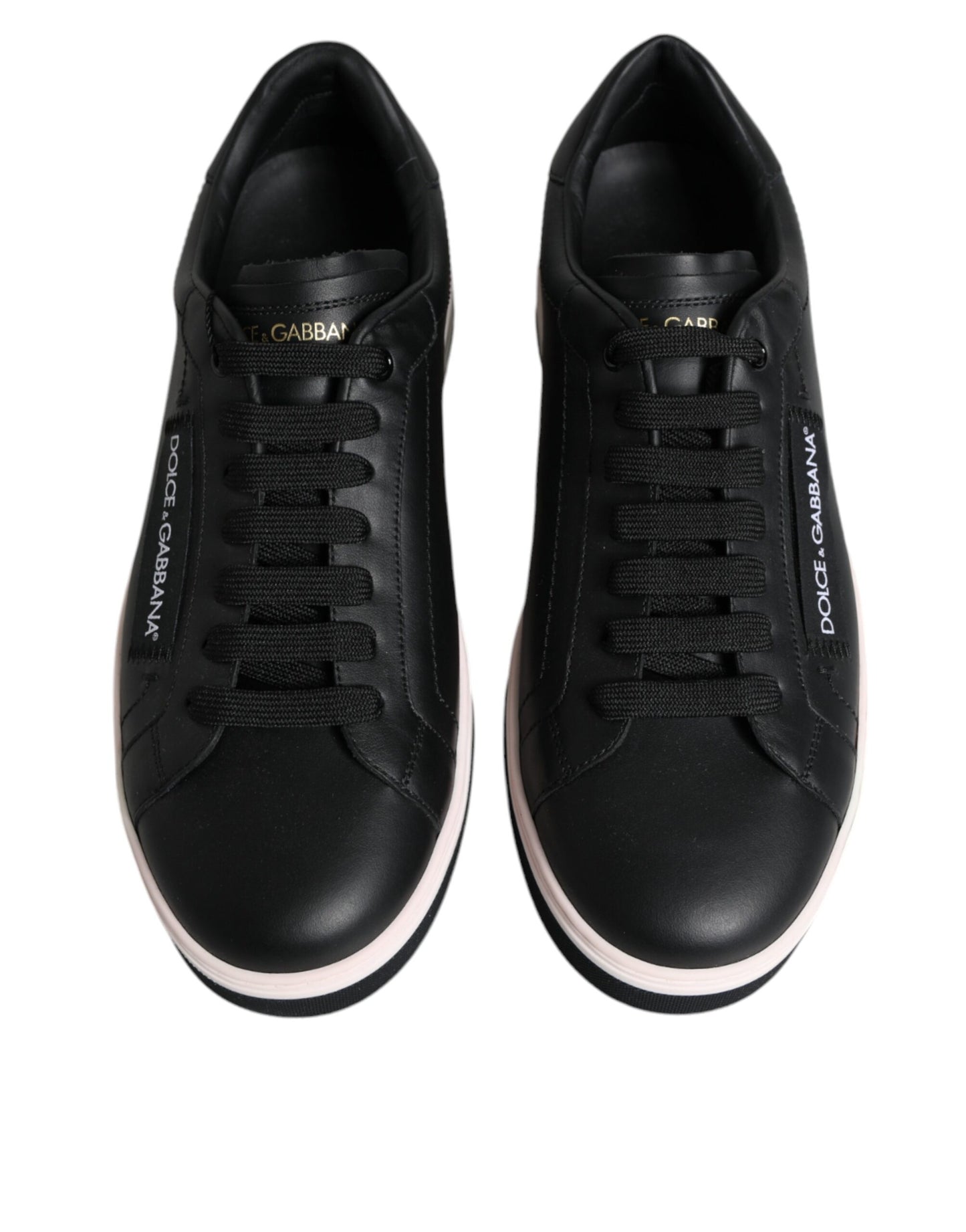 Dolce & Gabbana Black Leather Low Top Men Sneakers Shoes Dolce & Gabbana