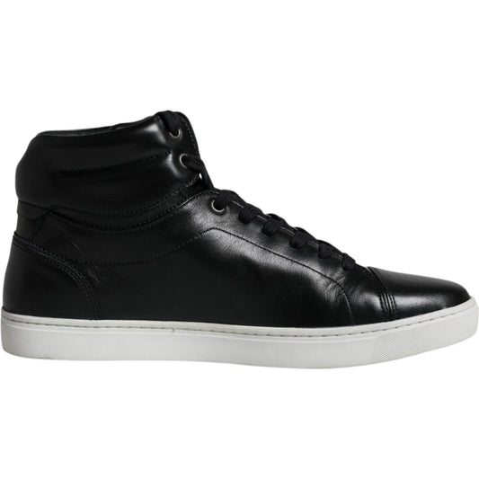 Dolce & Gabbana Black Leather High Top Men Sneakers Shoes Dolce & Gabbana