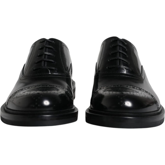 Dolce & Gabbana Black Leather Oxford Wingtip Men Formal Shoes Dolce & Gabbana