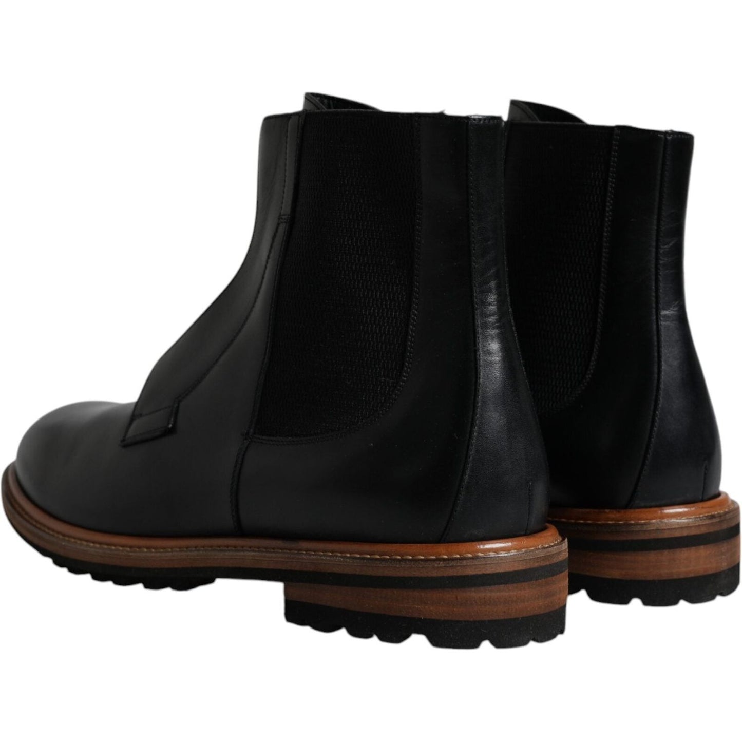 Dolce & Gabbana Black Leather Chelsea Mid Calf Men Boots Shoes Dolce & Gabbana