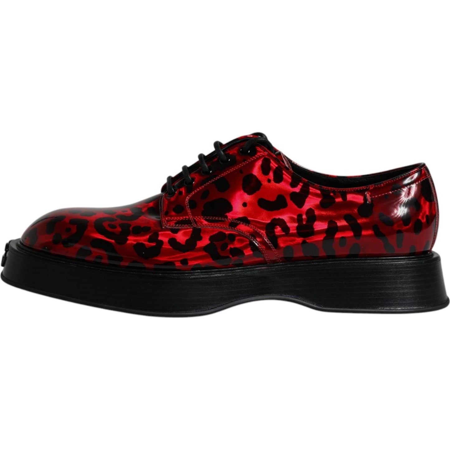 Dolce & Gabbana Red Black Leopard Lace Up Derby Dress Shoes Dolce & Gabbana