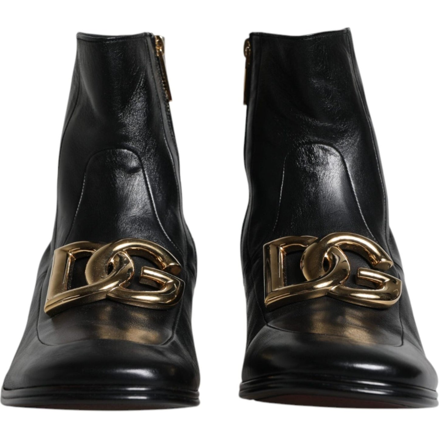 Dolce & Gabbana Black Nappa Leather Logo Ankle Boots Shoes Dolce & Gabbana