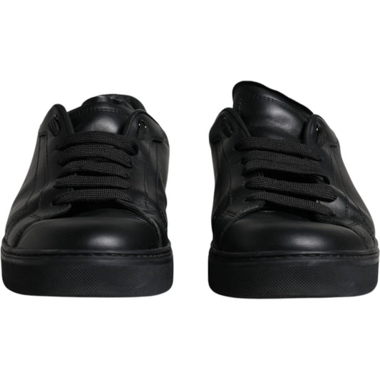 Dolce & Gabbana Black Leather Low Top Sneakers Shoes Dolce & Gabbana