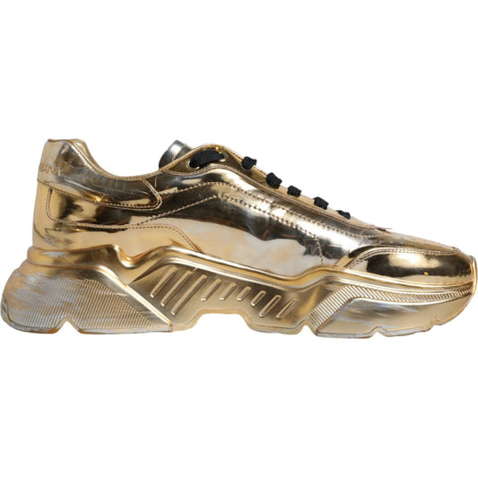 Dolce & Gabbana Gold Leather Daymaster Low Top Sneakers Shoes Dolce & Gabbana