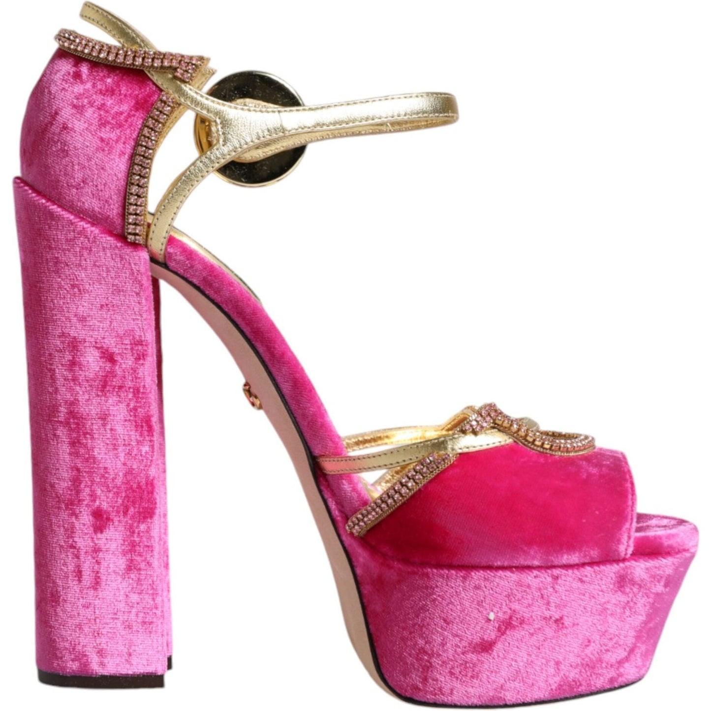 Dolce & Gabbana Pink Velvet Platform Ankle Strap Heel Sandals Shoes Dolce & Gabbana