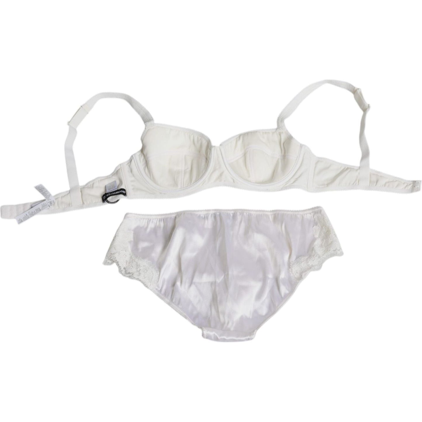 Dolce & Gabbana White Silk Stretch Panty Balconette Bra Underwear Dolce & Gabbana