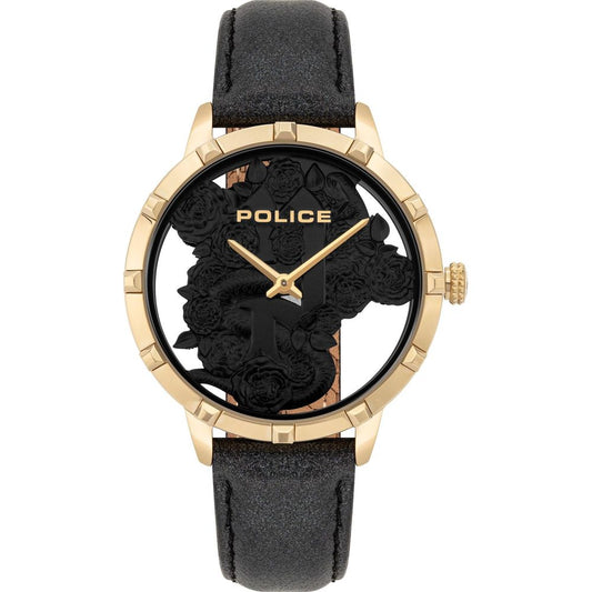 Police Black Leather Watch Police