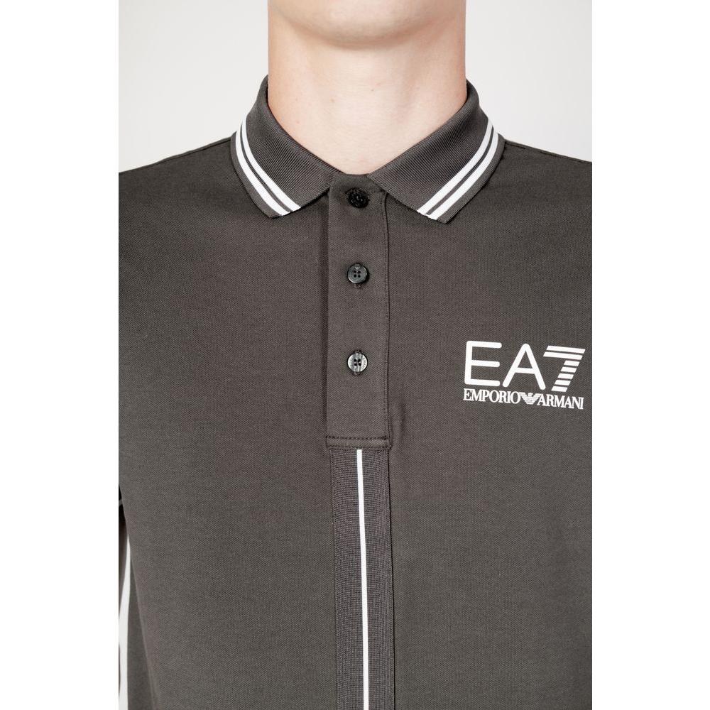 EA7 Emporio Armani Gray Cotton Polo Shirt EA7 Emporio Armani