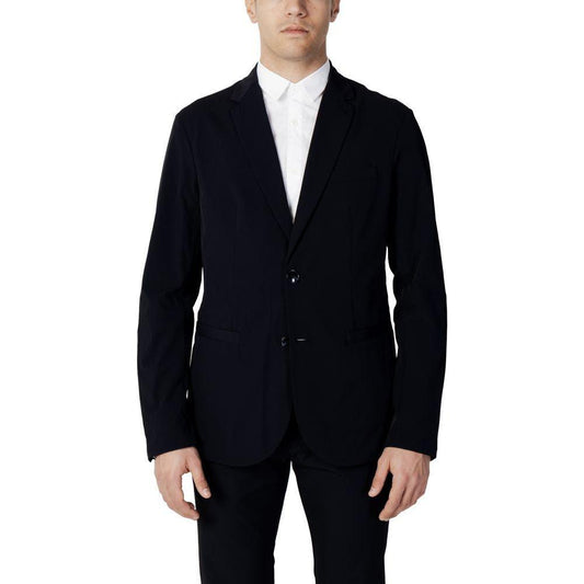 Armani Exchange Blue Cotton Blazer Armani Exchange