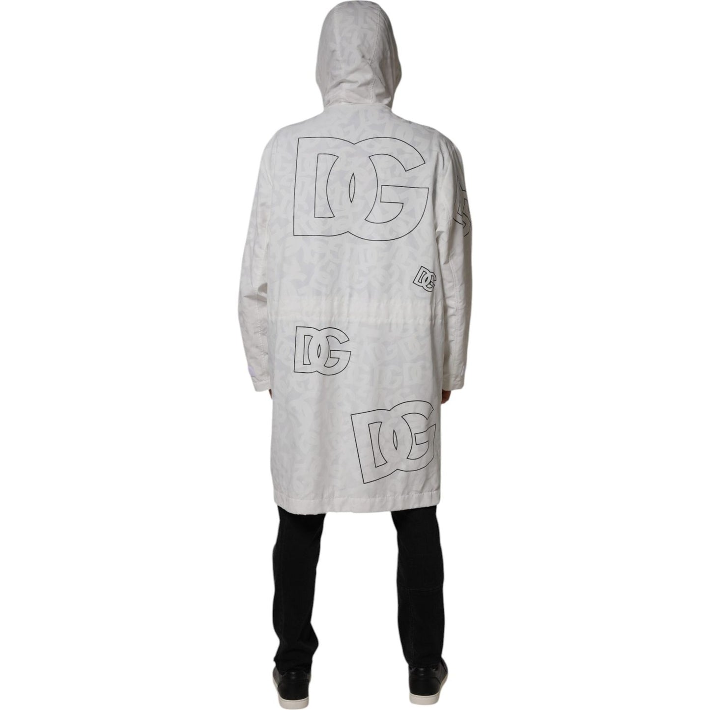 Dolce & Gabbana White Hooded Parka Polyester Trench Coat Jacket Dolce & Gabbana