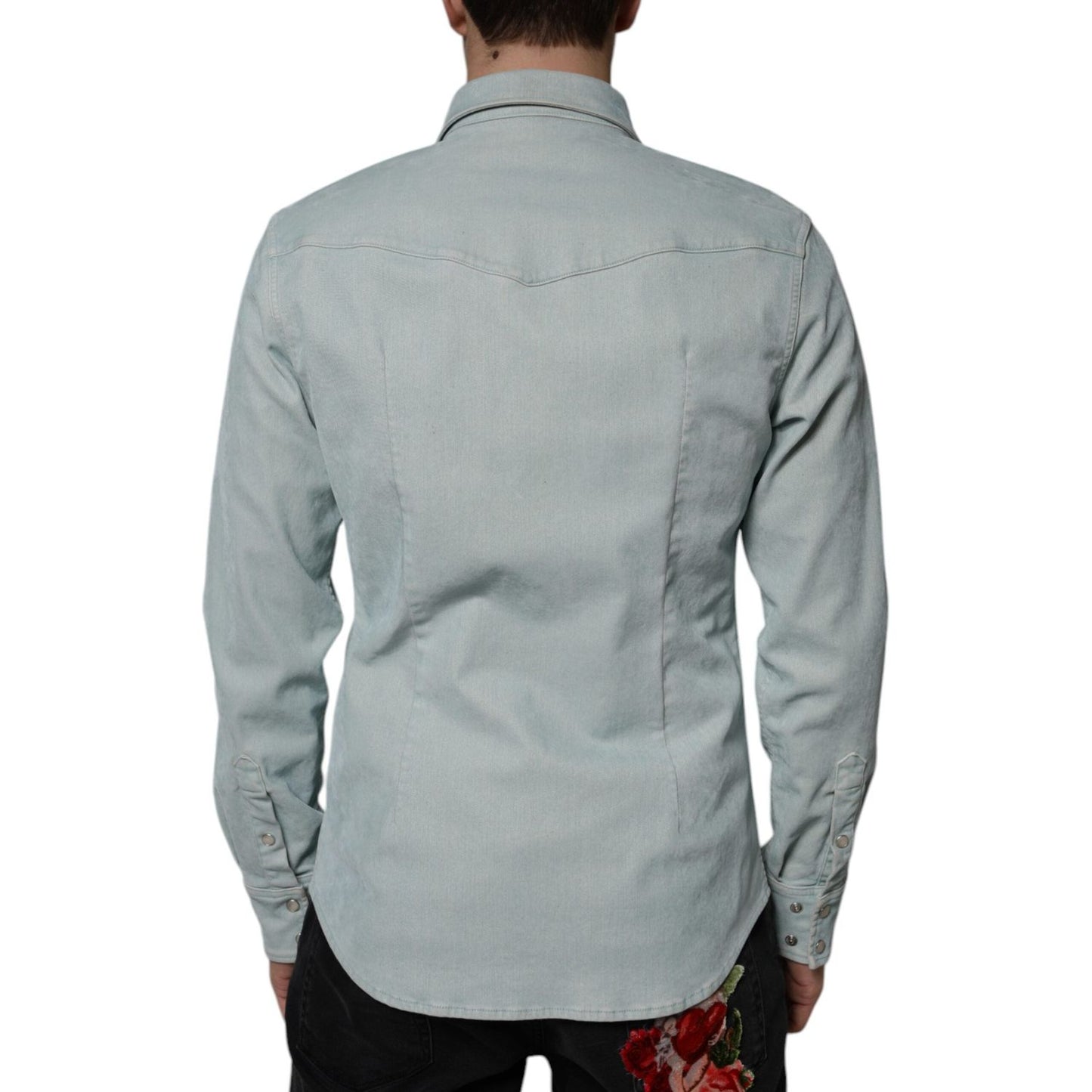 Dolce & Gabbana Light Blue Cotton Button Down Casual Shirt Dolce & Gabbana