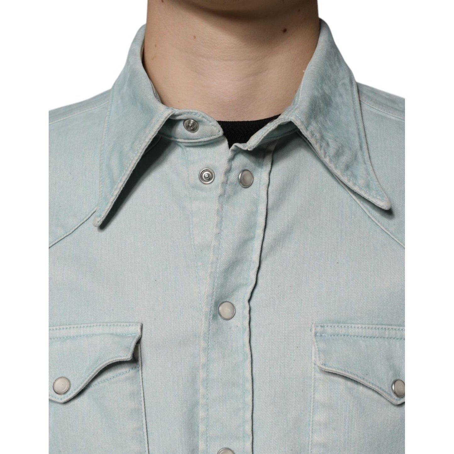 Dolce & Gabbana Light Blue Cotton Button Down Casual Shirt Dolce & Gabbana