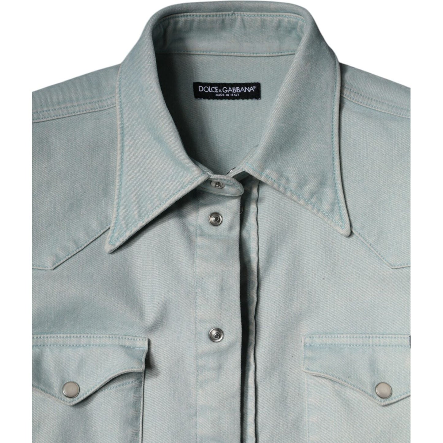 Dolce & Gabbana Light Blue Cotton Button Down Casual Shirt Dolce & Gabbana