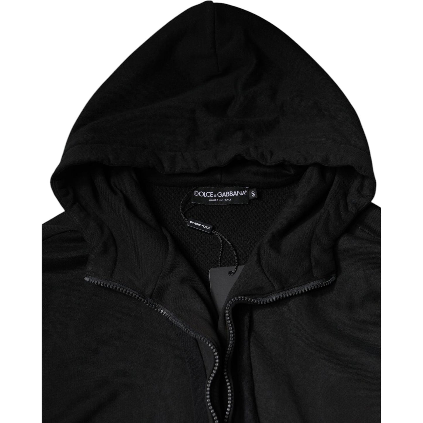 Dolce & Gabbana Black Cotton Full Zip Hooded Bomber Jacket Dolce & Gabbana