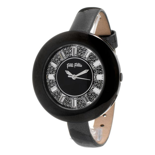 Folli Follie Black Leather Watch Folli Follie