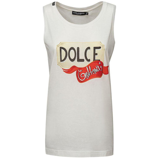 Dolce & Gabbana White Cotton Tops & T-Shirt Dolce & Gabbana