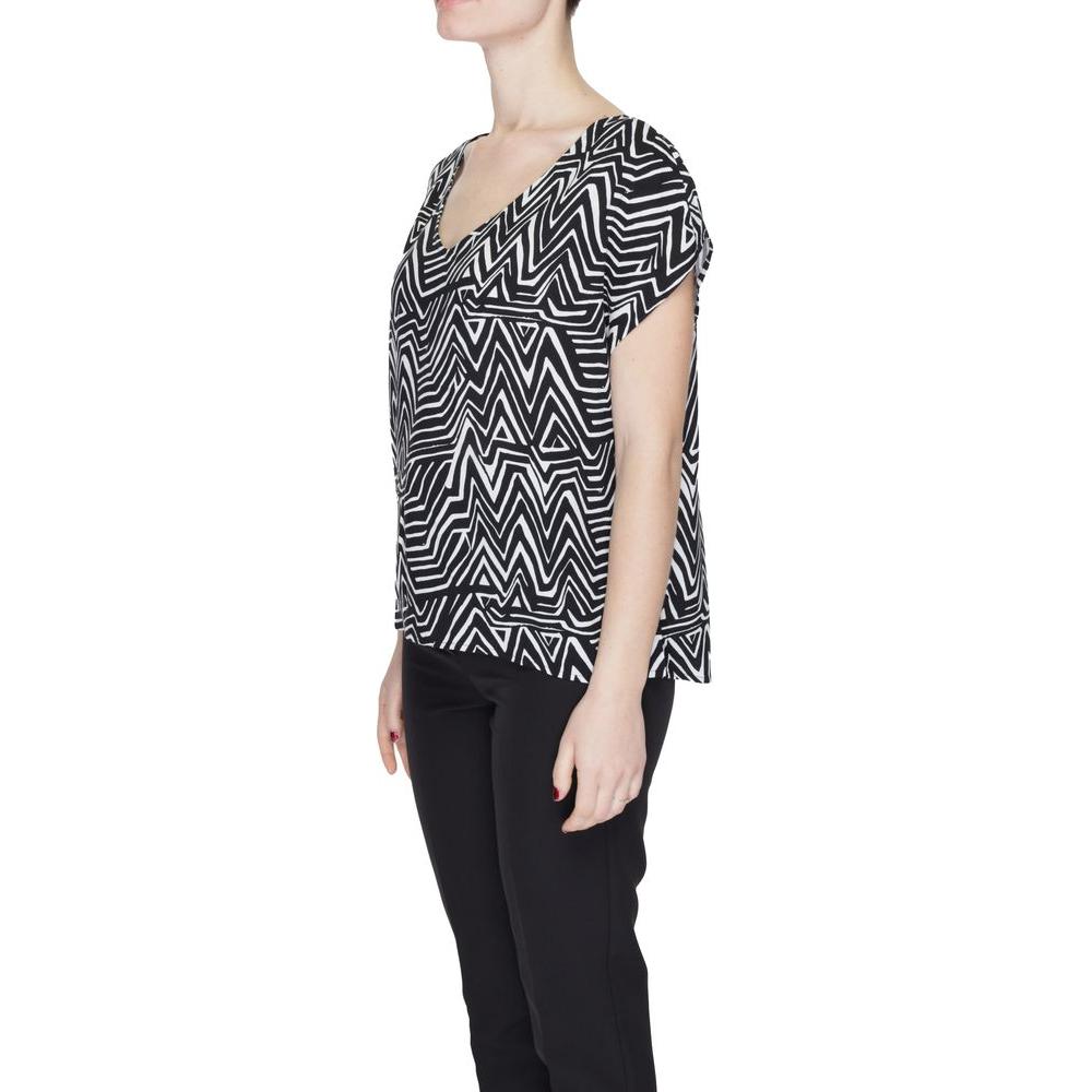 Jacqueline De Yong Black And White Viscose Tops & T-Shirt Jacqueline De Yong