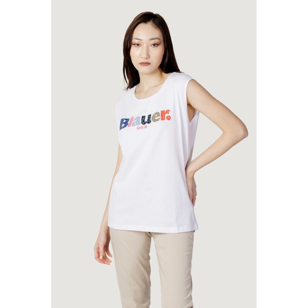 Blauer White Cotton Tops & T-Shirt Blauer