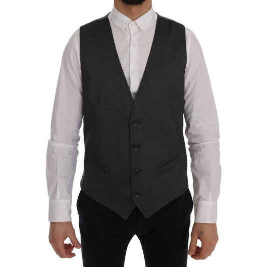 Dolce & Gabbana Sleek Gray Single-Breasted Waistcoat Vest Dolce & Gabbana