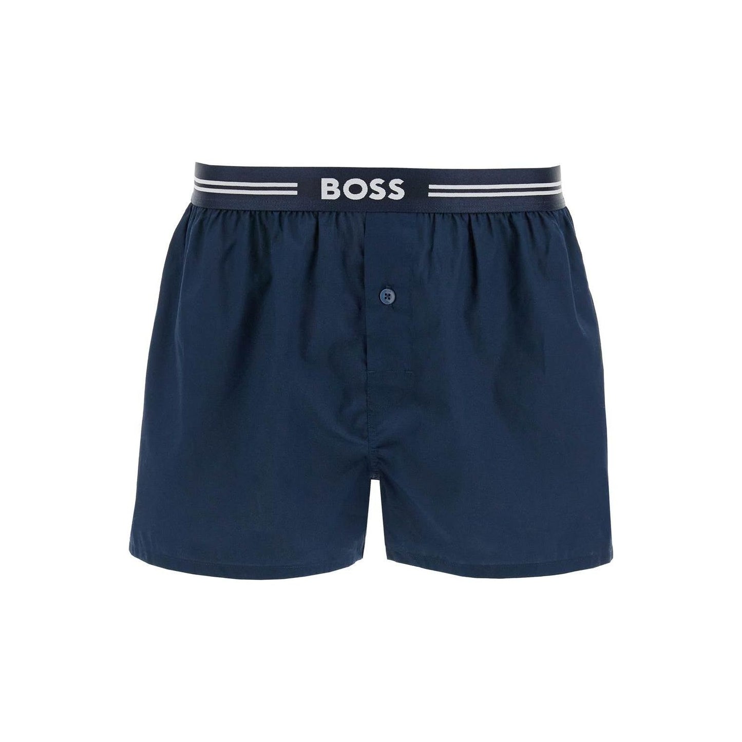 Boss set 3 boxer uomo cotone blu scuro righe quadretti vita elastica aw2024 Beachwear & underwear Boss