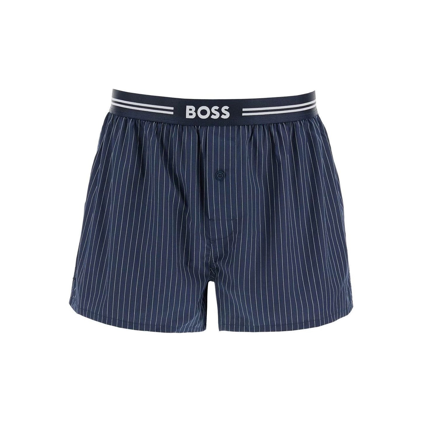 Boss set 3 boxer uomo cotone blu scuro righe quadretti vita elastica aw2024 Beachwear & underwear Boss