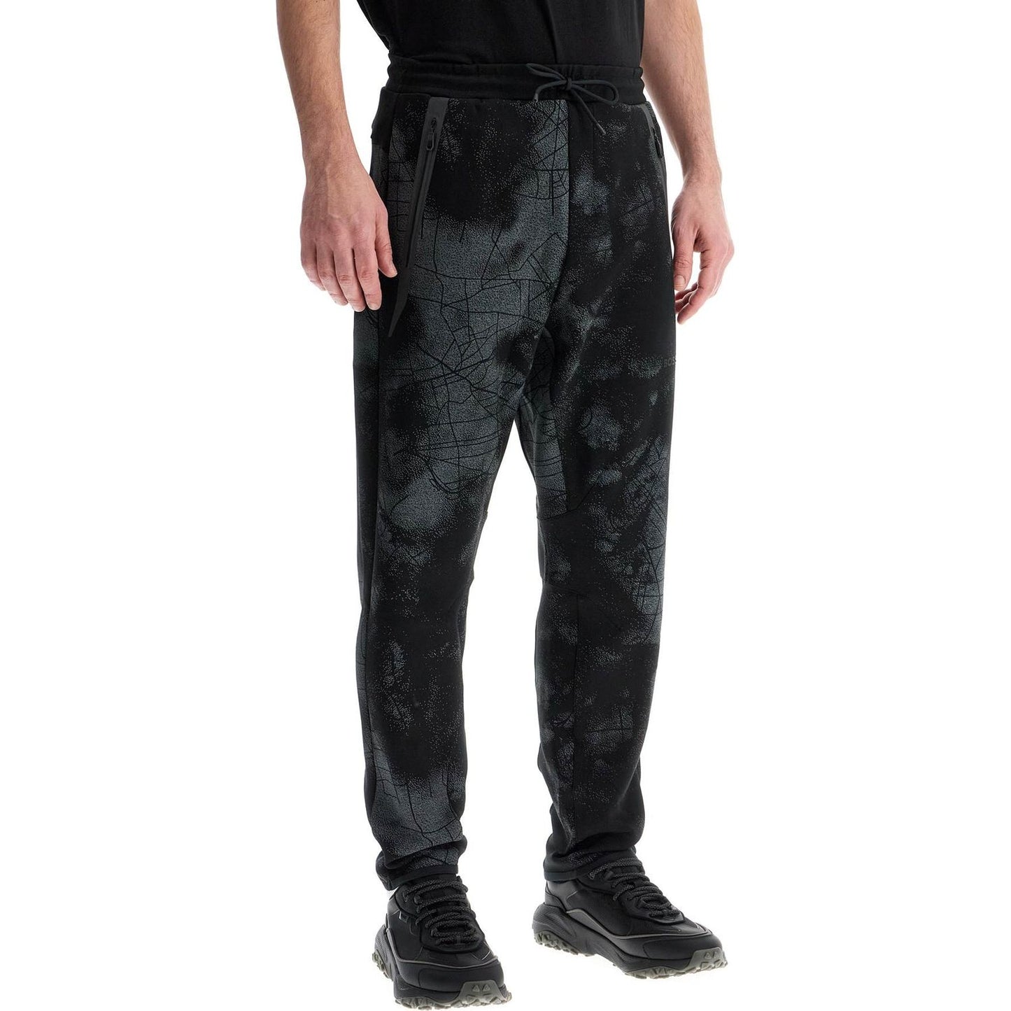 Boss men's high-waisted black regular fit pants with zip pockets and drawstring Trousers Boss