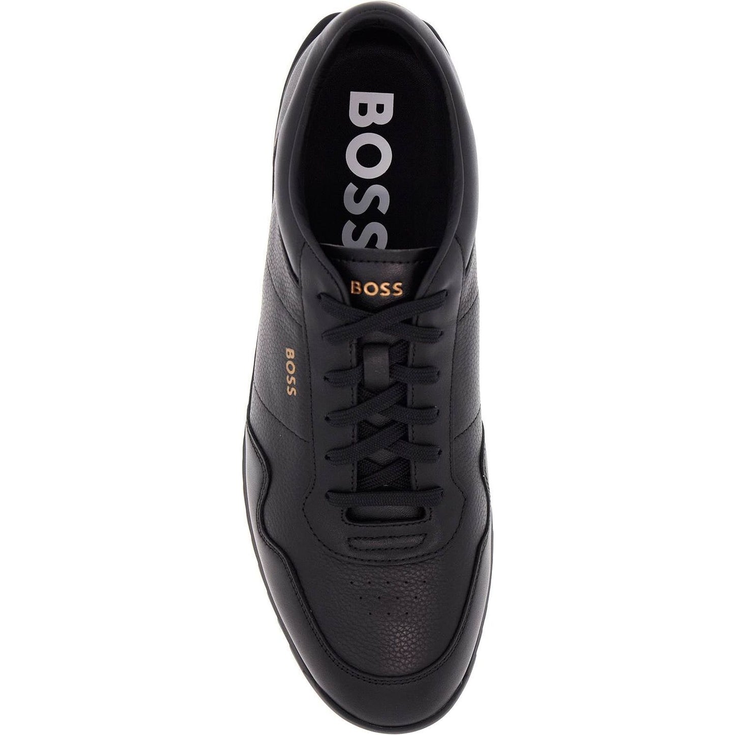 Boss men's black leather minimalist sneakers zayn_lowp_lttb Sneakers Boss