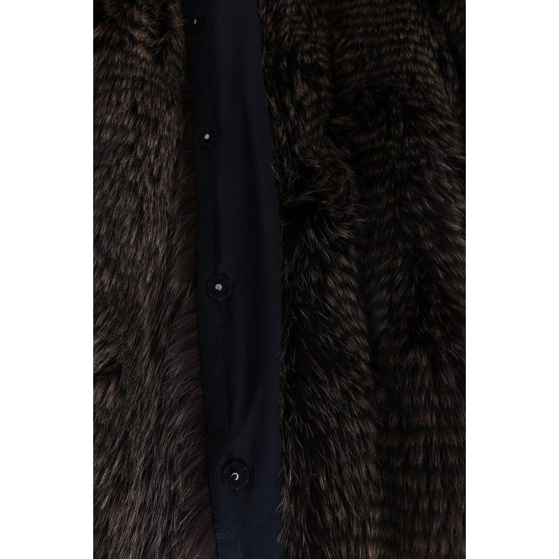 Dolce & Gabbana Elegant Brown Raccoon Fur Knee-Length Coat Coats & Jackets Dolce & Gabbana