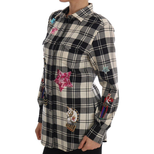 Dolce & Gabbana Enchanted Sequin Checkered Wool Shirt Dolce & Gabbana