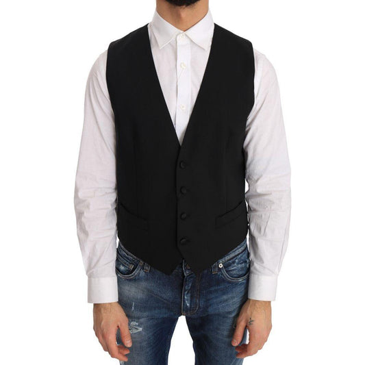 Dolce & Gabbana Elegant Slim Fit Formal Vest in Black Dolce & Gabbana