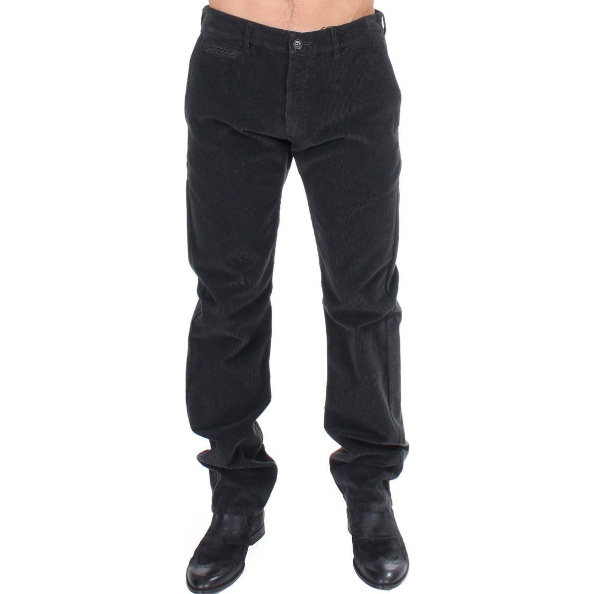 GF Ferre Elegant Black Cotton Corduroy Pants Jeans & Pants GF Ferre