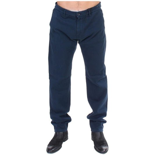 GF Ferre Elegant Blue Cotton Stretch Chinos GF Ferre