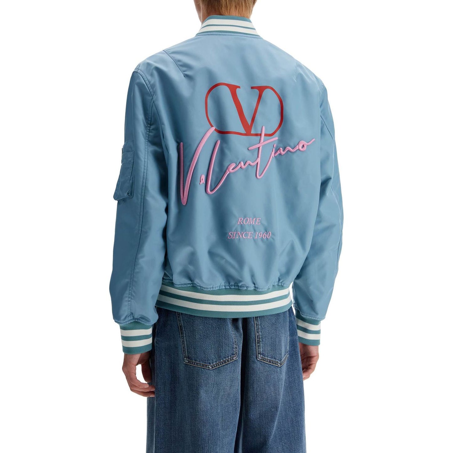 Valentino Garavani nylon bomber jacket with embroidery and print. Jackets Valentino Garavani