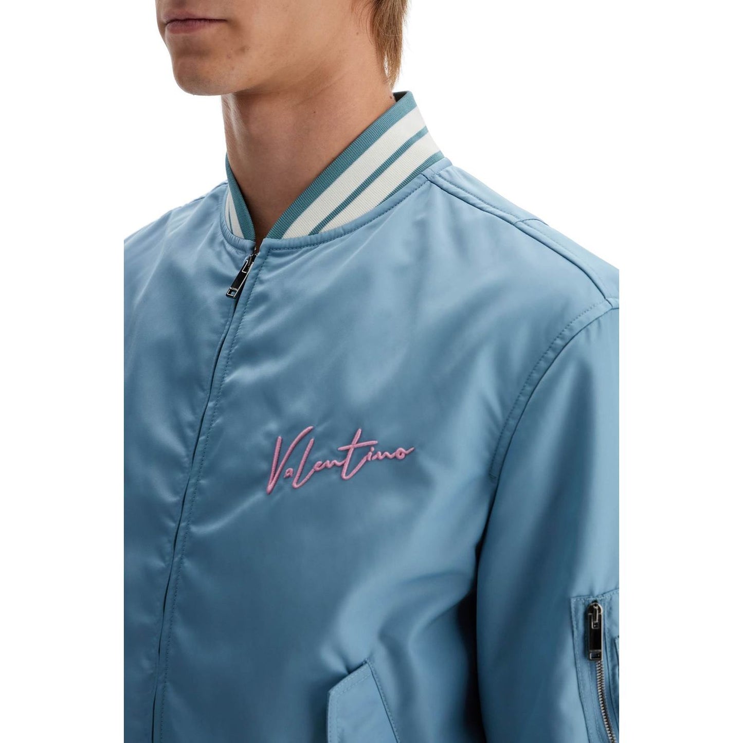 Valentino Garavani nylon bomber jacket with embroidery and print. Jackets Valentino Garavani