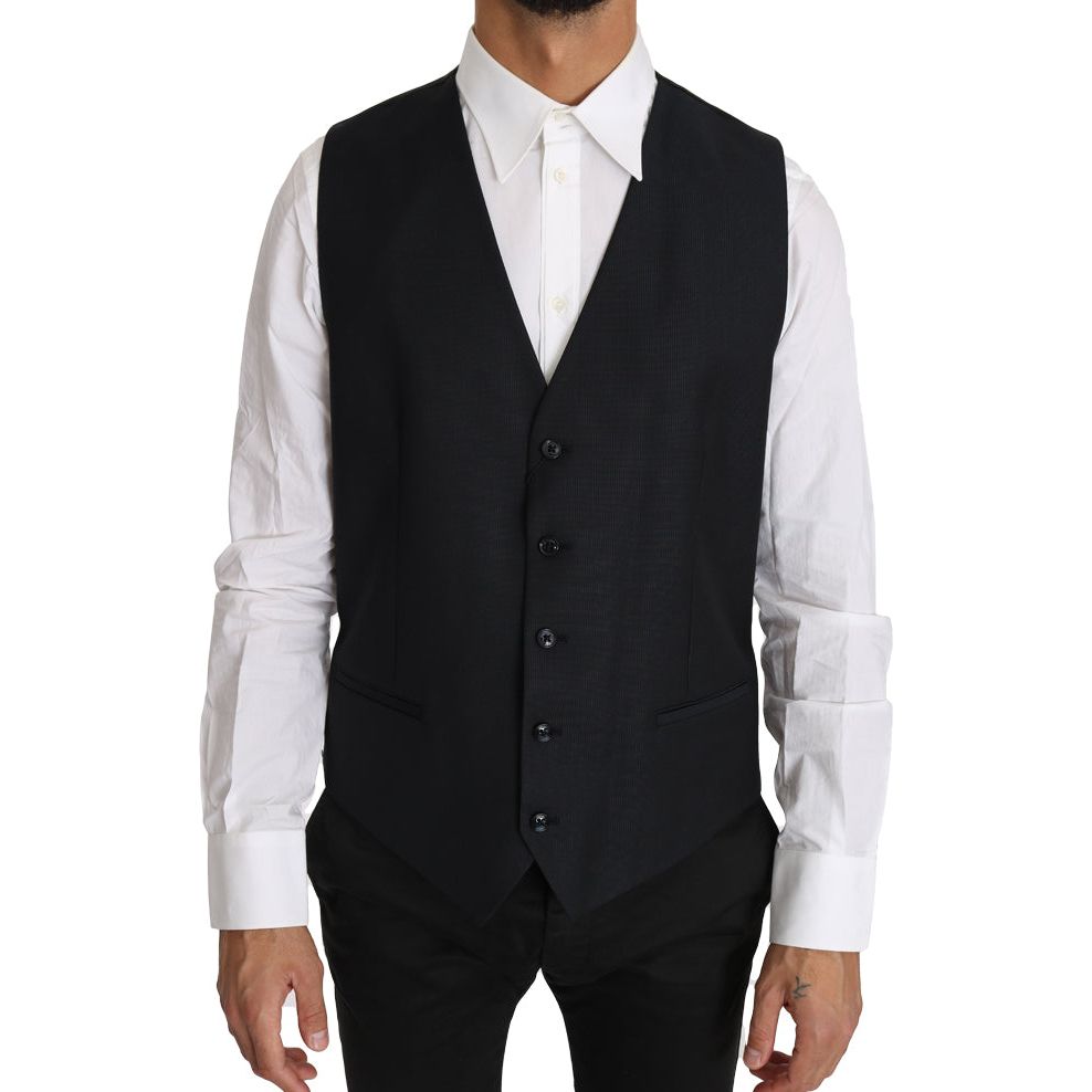 Dolce & Gabbana Elegant Gray Slim-Fit Wool-Silk Vest Dolce & Gabbana