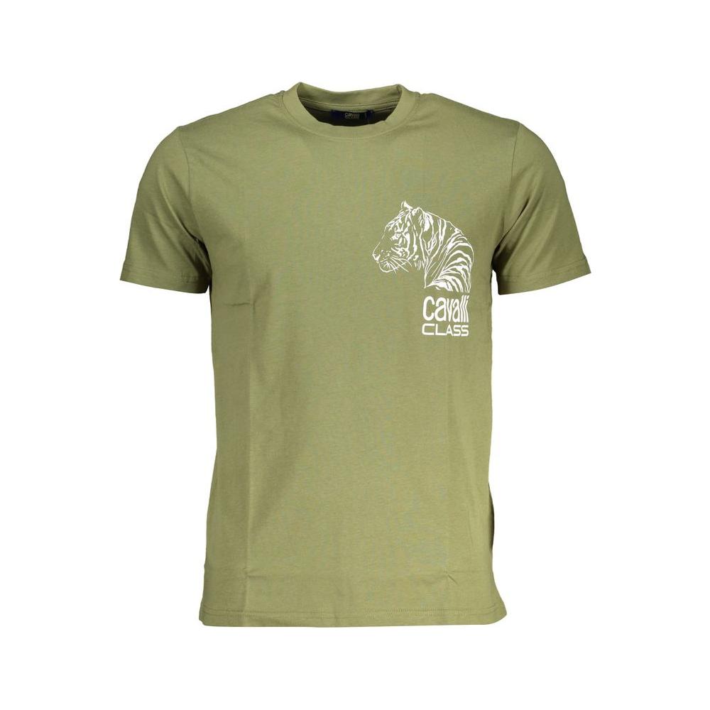 Cavalli Class Green Cotton T-Shirt Cavalli Class