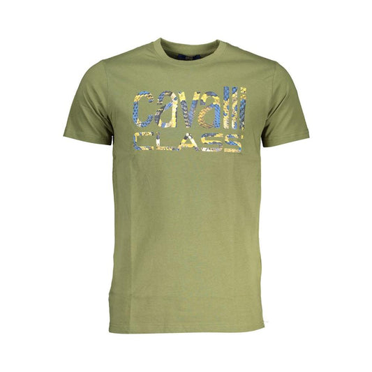 Cavalli Class Green Cotton T-Shirt Cavalli Class