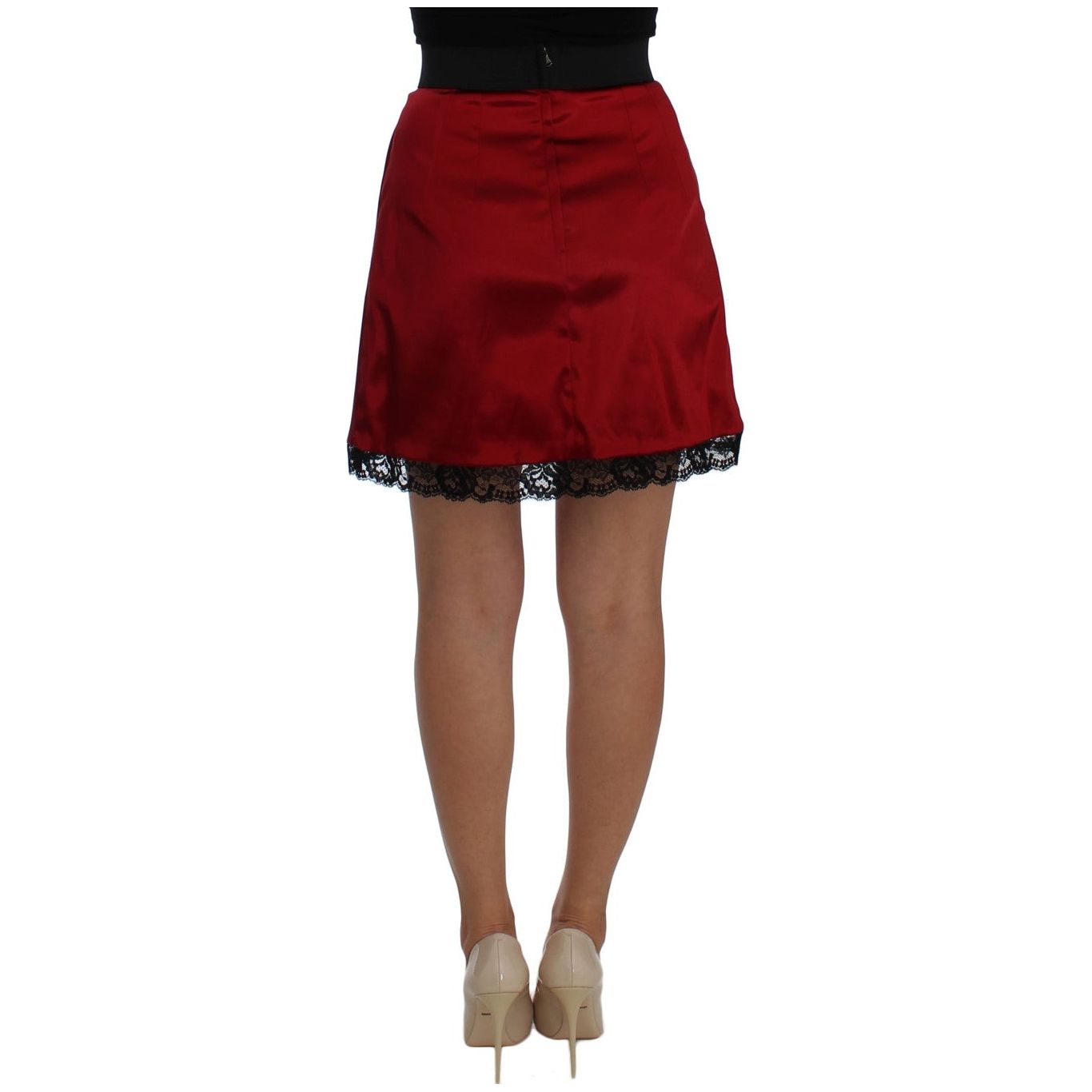 Dolce & Gabbana Elegant Red Lace High-Waist Skirt Dolce & Gabbana