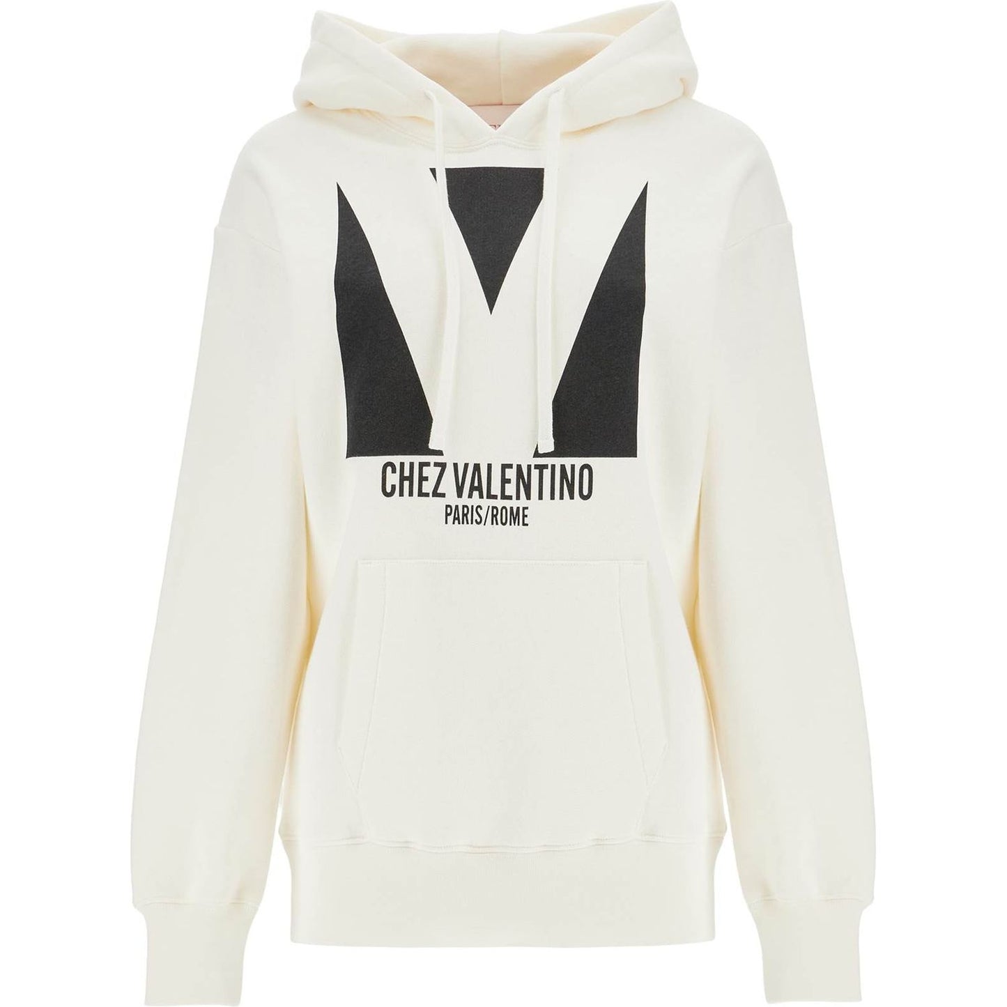 Valentino Garavani ivory cotton hoodie with large logo Topwear Valentino Garavani