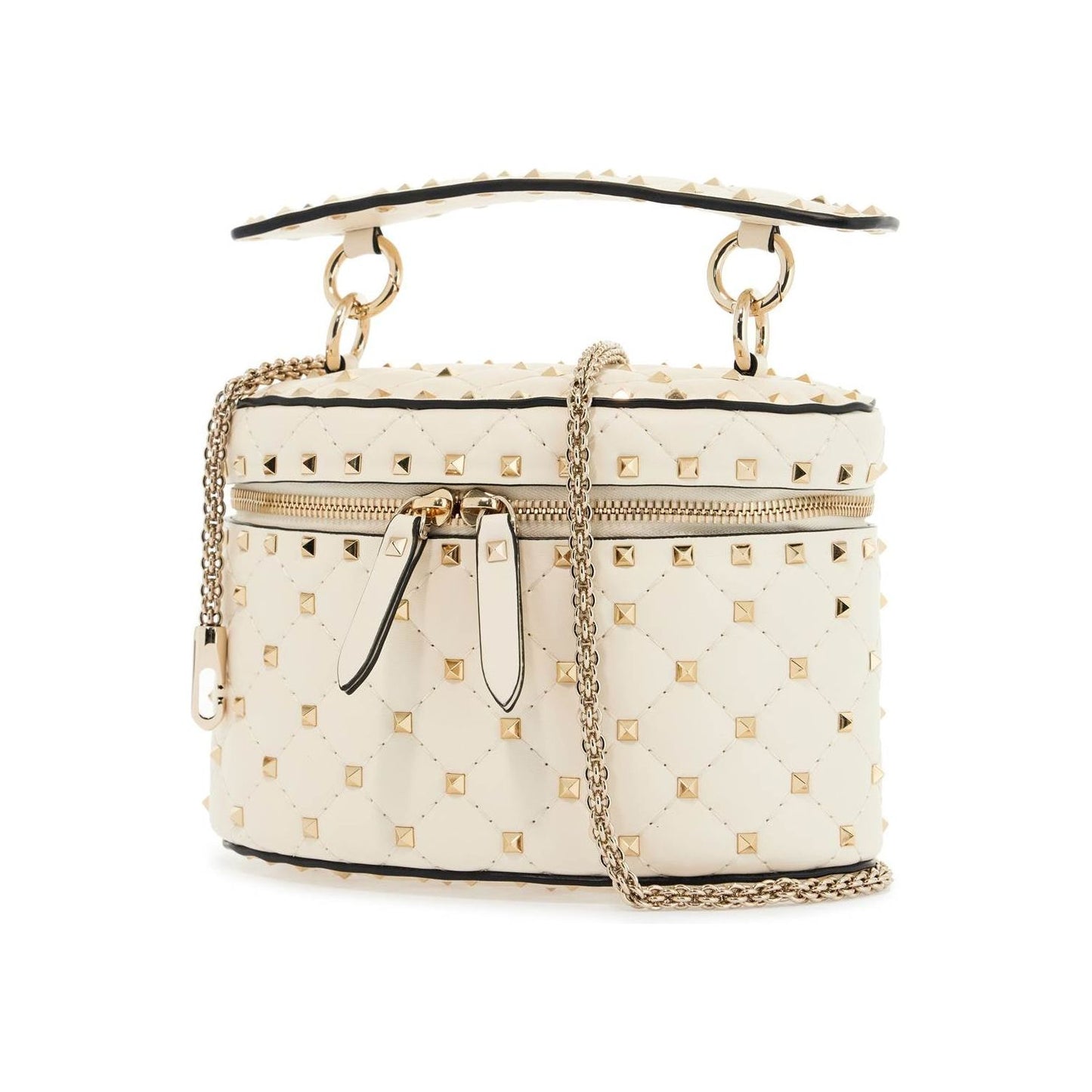 Valentino Garavani light ivory leather cylinder bag with chain