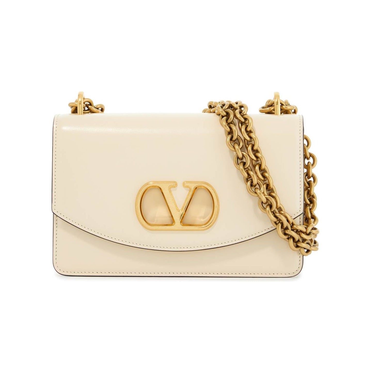 Valentino Garavani borsa a spalla piccola in pelle butter white con tracolla a catena Handbag Valentino Garavani