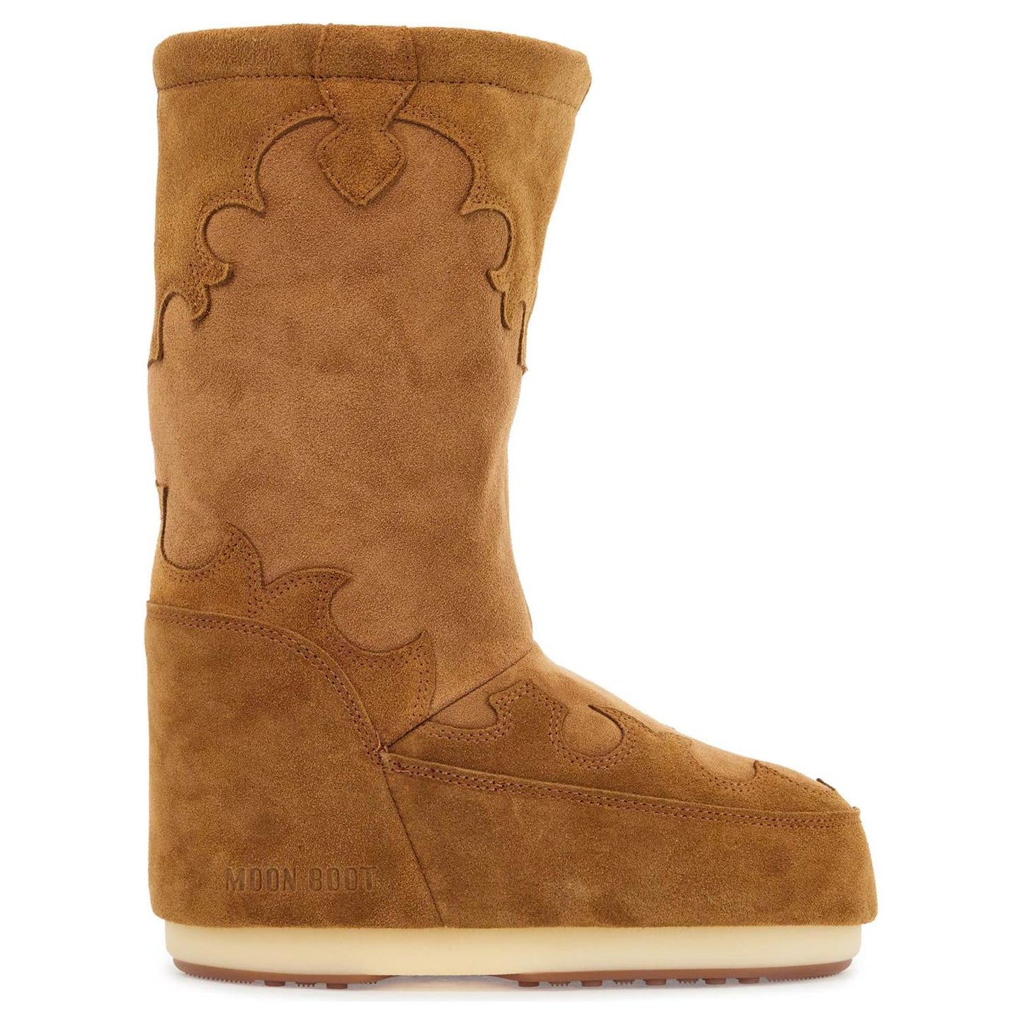 Moon Boot high suede boots in cognac with wedge embroidery Boots Moon Boot