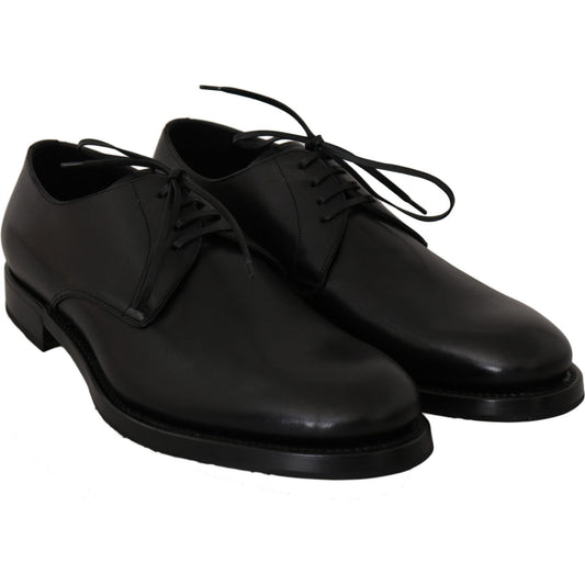 Dolce & Gabbana Elegant Black Leather Derby Dress Shoes Dress Shoes Dolce & Gabbana