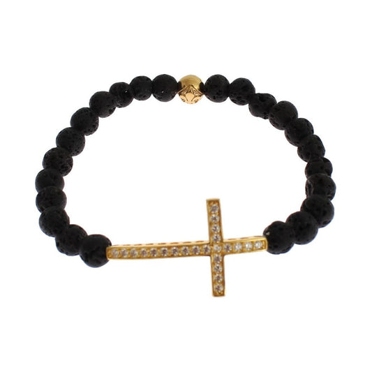 Nialaya Elegant Gold & Black Lava Stone Bracelet Bracelet Nialaya