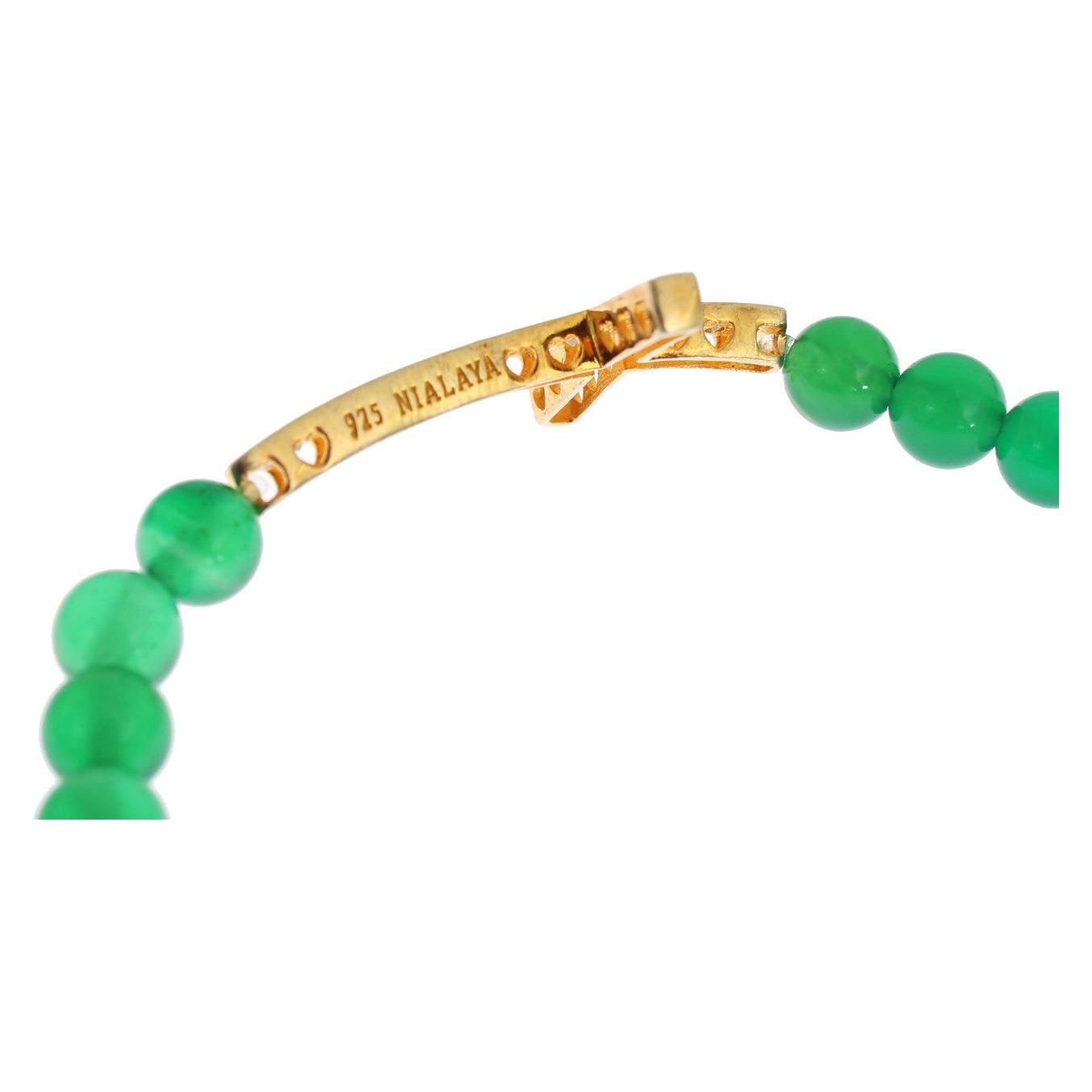 Nialaya Elegant Green Jade Bead & Gold Plated Bracelet Bracelet Nialaya