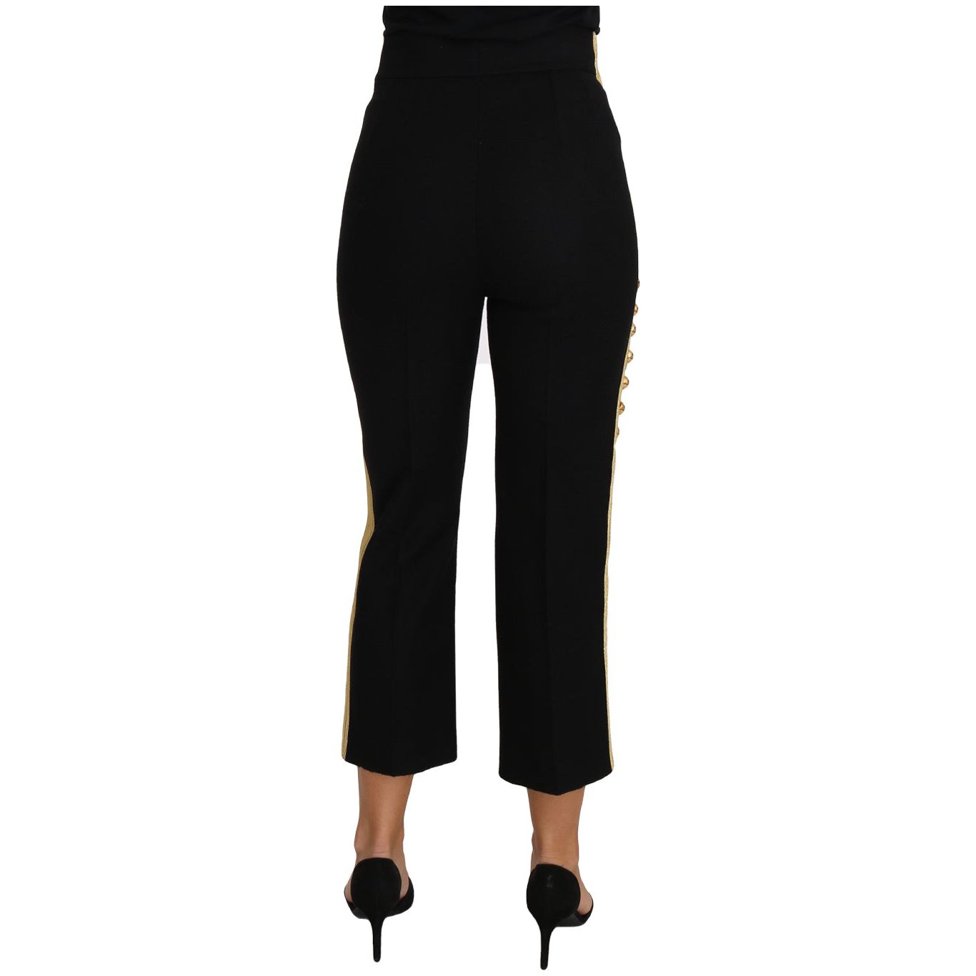 Dolce & Gabbana Elegant Black Military Embellished Pants Dolce & Gabbana